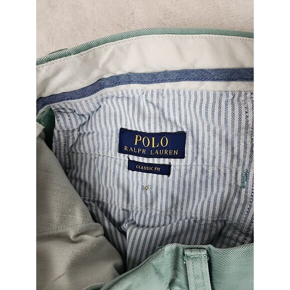 Polo Ralph Lauren Flat Front Cotton Green Chino Khaki Pants Classic Fit W30xL26 - Picture 8 of 15